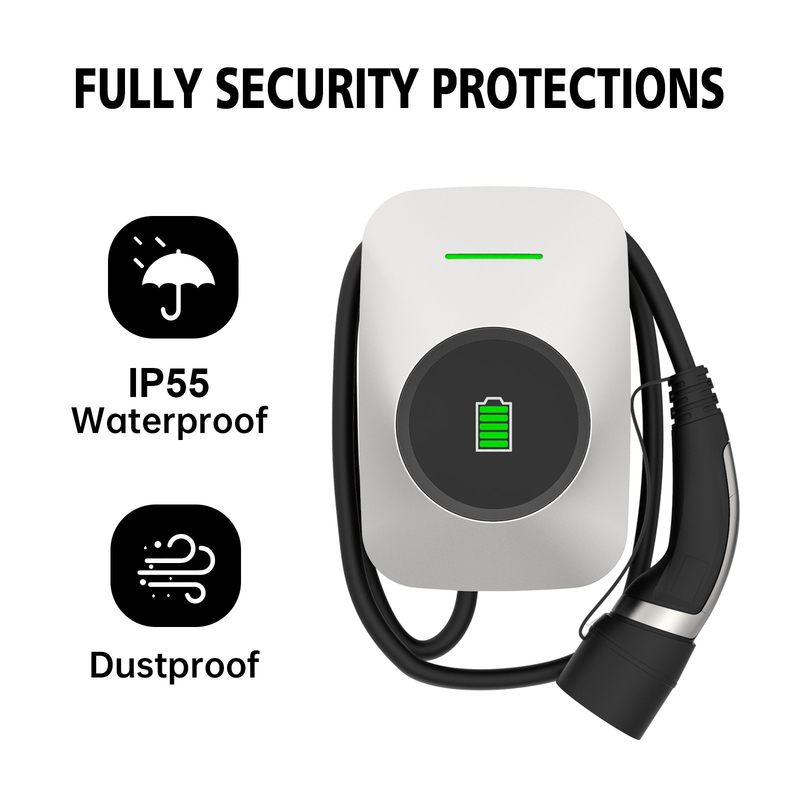 Type 2 Type1 Plug 32A EV Charging Station Wall mounting IEC 61851