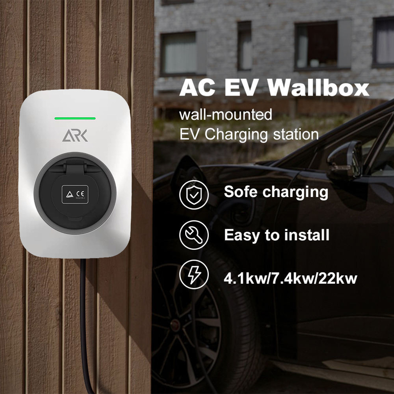 Type 2 Type1 Plug 32A EV Charging Station Wall mounting IEC 61851